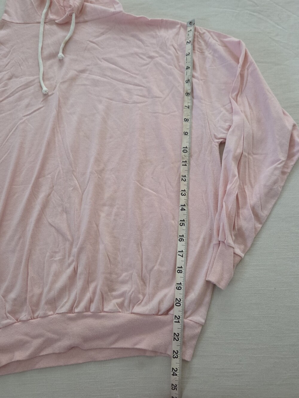 Vintage Light Pink Hooded Pullover Long Sleeve Sweatshirt Small Medium - Picture 7 of 9